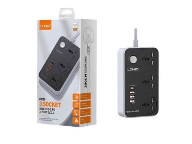 &+ CARGADOR CELULAR ZAPATILLA + 4 USB TIPO C 2500W SC3412